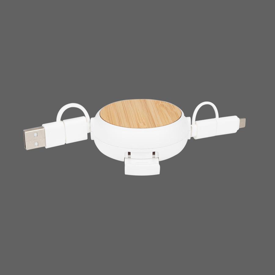Connect Multicargador Retráctil 4 en 1 de ABS/Bamboo - Imagen 4