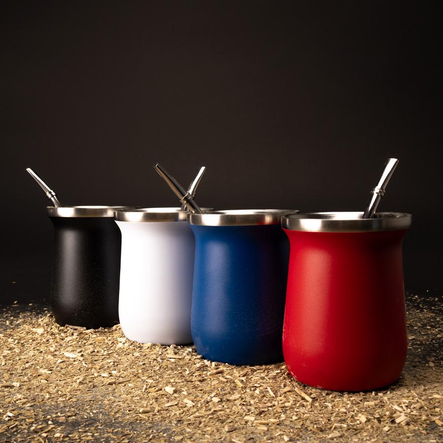 Vaso Térmico metálico "Mate" 300ml. con Bombilla