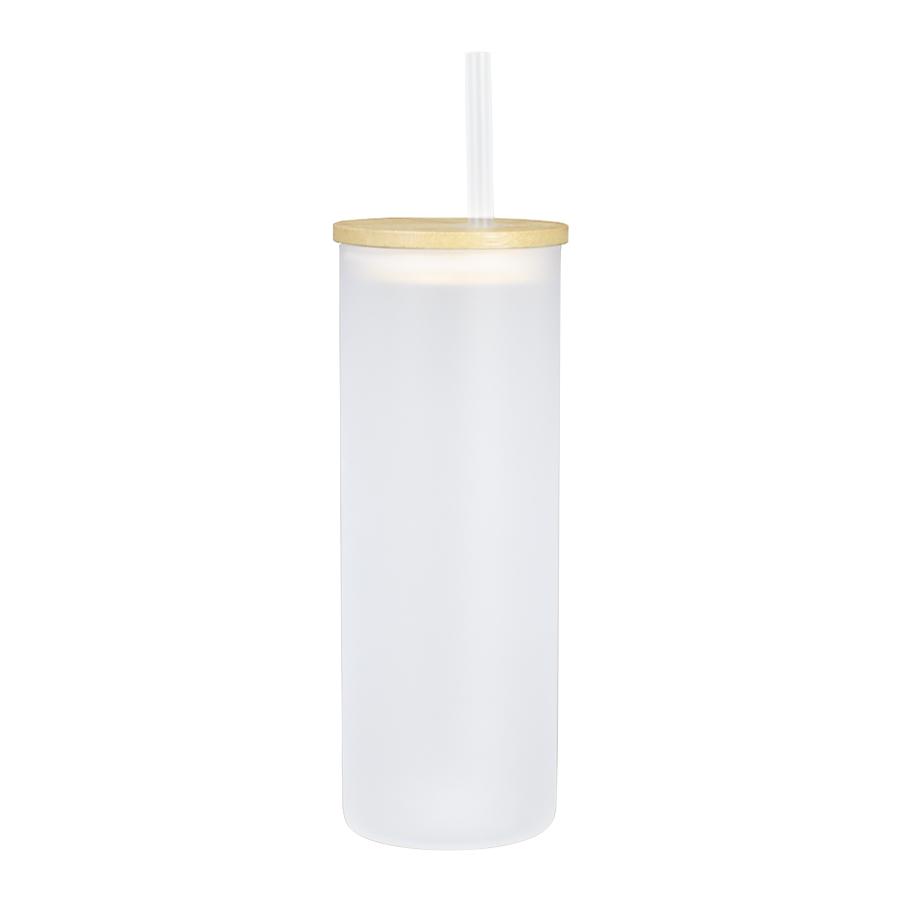 Botella Vidrio Borosilicato Sublimación, tapa Bamboo 500cc - Imagen 2
