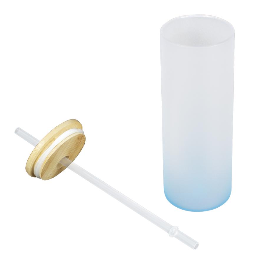 Botella Vidrio Borosilicato Sublimación, tapa Bamboo 500cc - Imagen 6