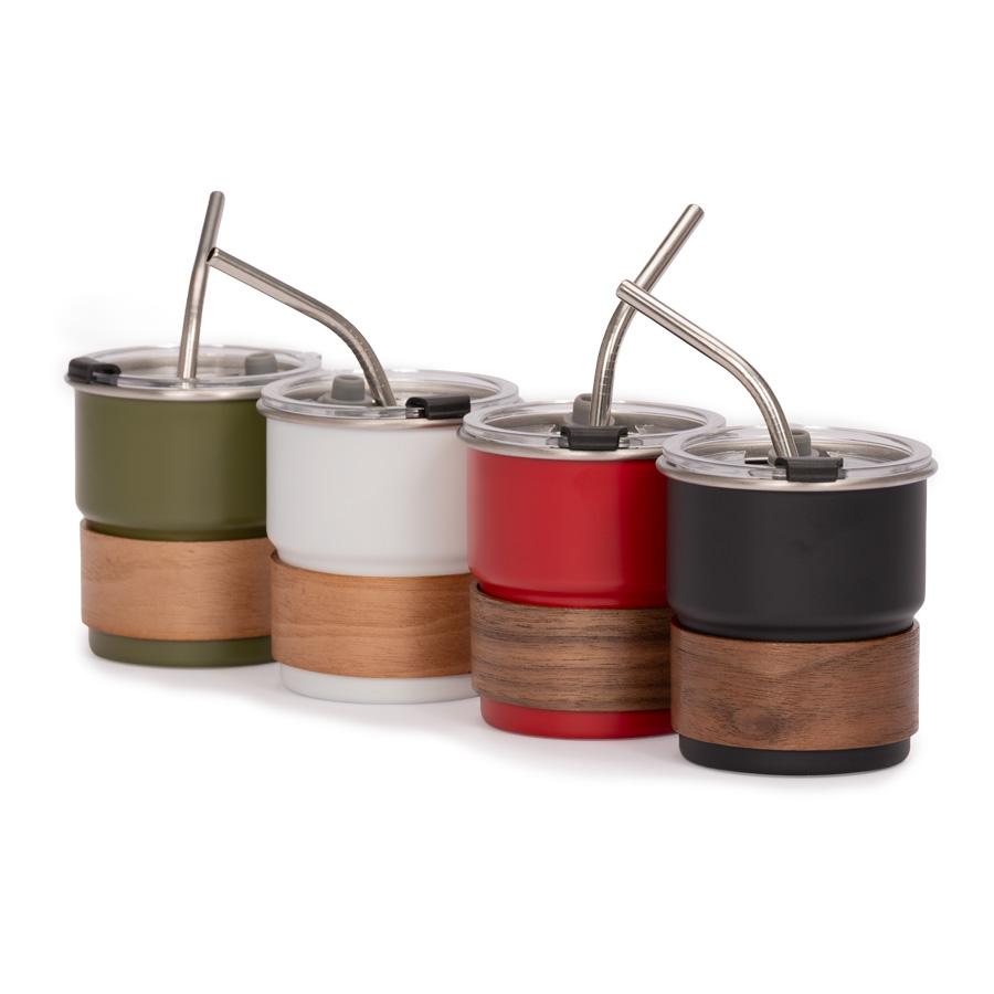 Vaso Térmico metálico "Camp" 300cc. con Bombilla y Grip de Madera. - Imagen 7