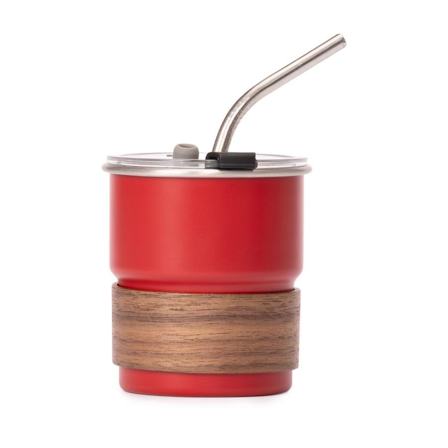 Vaso Térmico metálico "Camp" 300cc. con Bombilla y Grip de Madera. - Imagen 3
