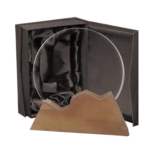 Galvano Cristal con Base de Madera 200 x 210 mm.