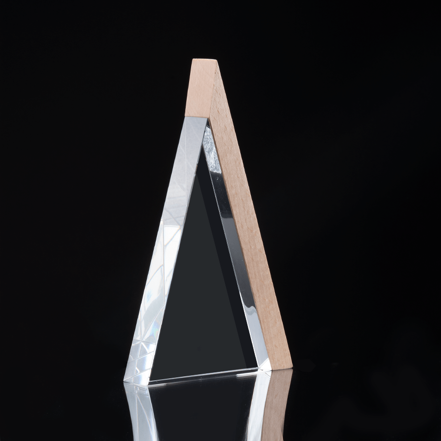 Trofeo galvano de madera y cristal "Triangle" - Imagen 3