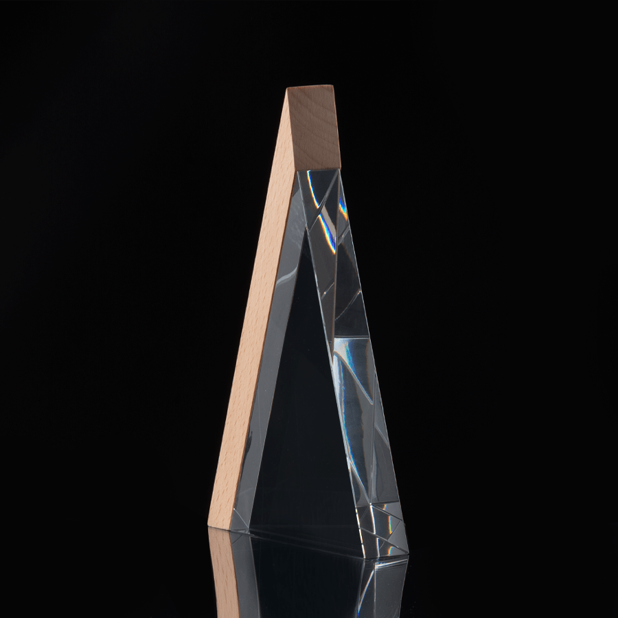 Trofeo galvano de madera y cristal "Triangle" - Imagen 4