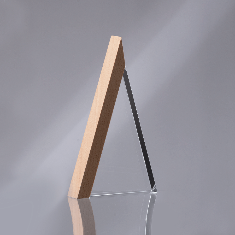 Trofeo galvano de madera y cristal "Triangle" - Imagen 5