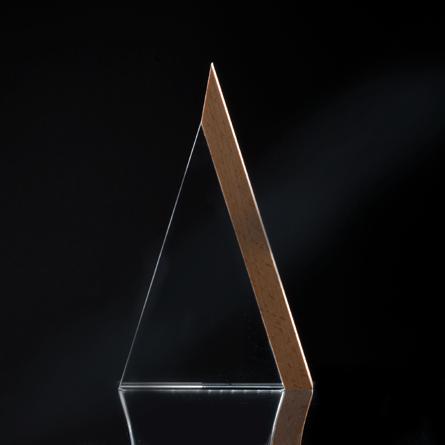 Trofeo galvano de madera y cristal "Triangle" - Imagen 2