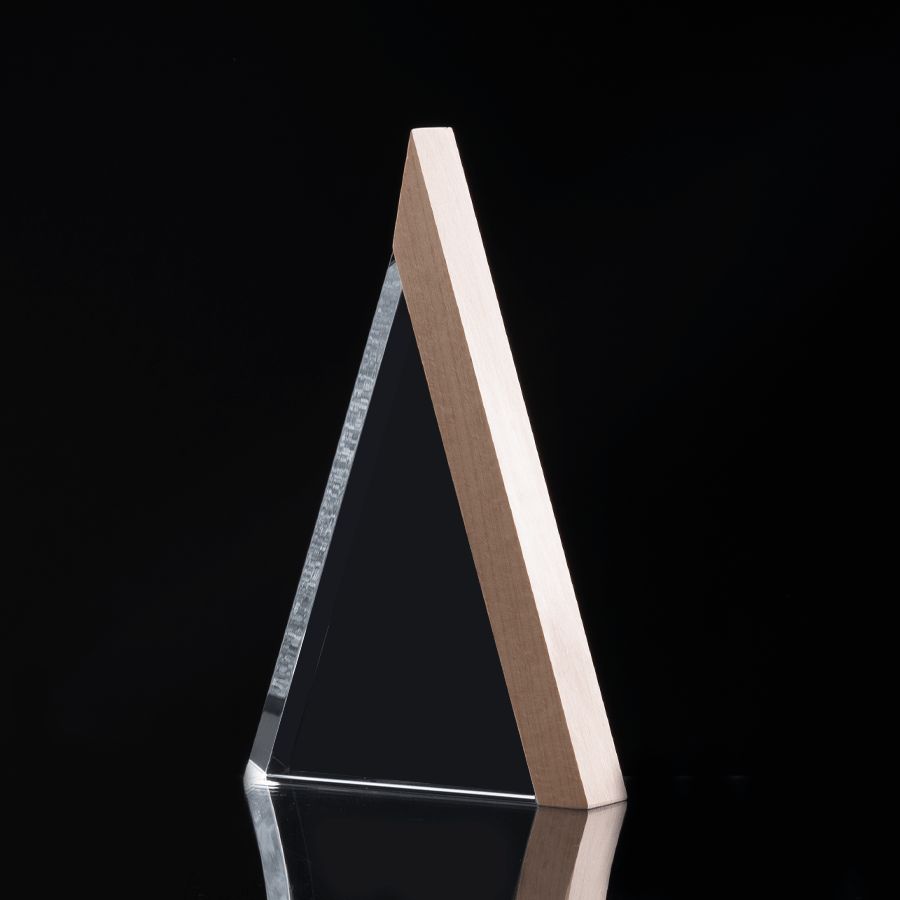 Trofeo galvano de madera y cristal "Triangle"