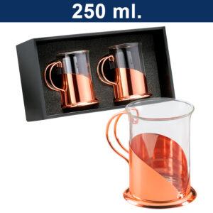 Set premium de 2 tazas para café encobrizadas 250 ml