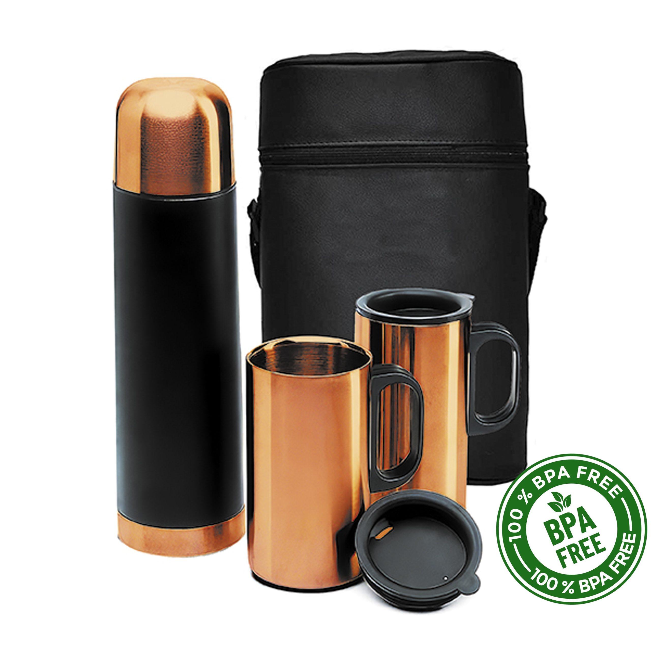 Set térmico encobrizado con termo y mug
