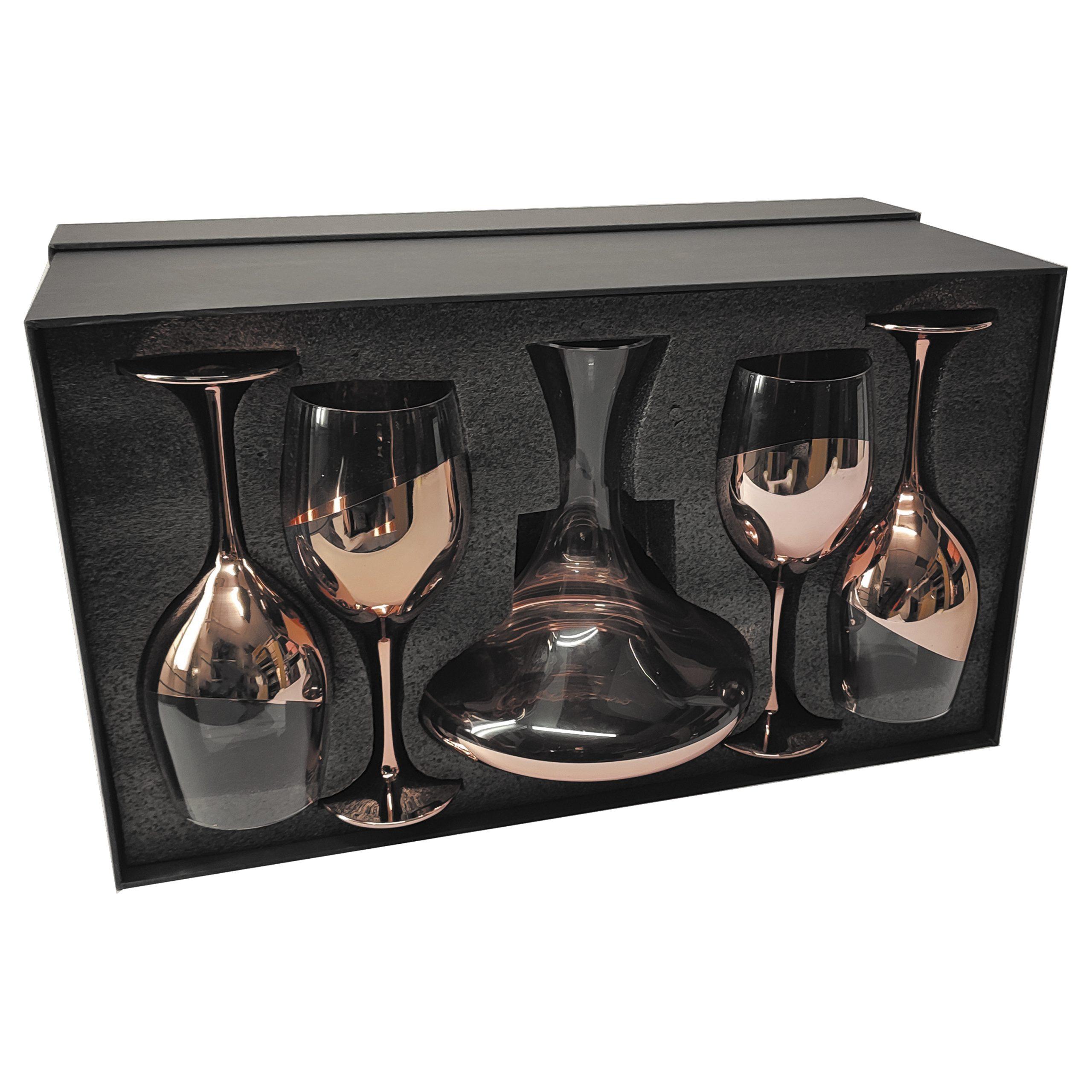 Set de copas y decantador para vino encobrizado