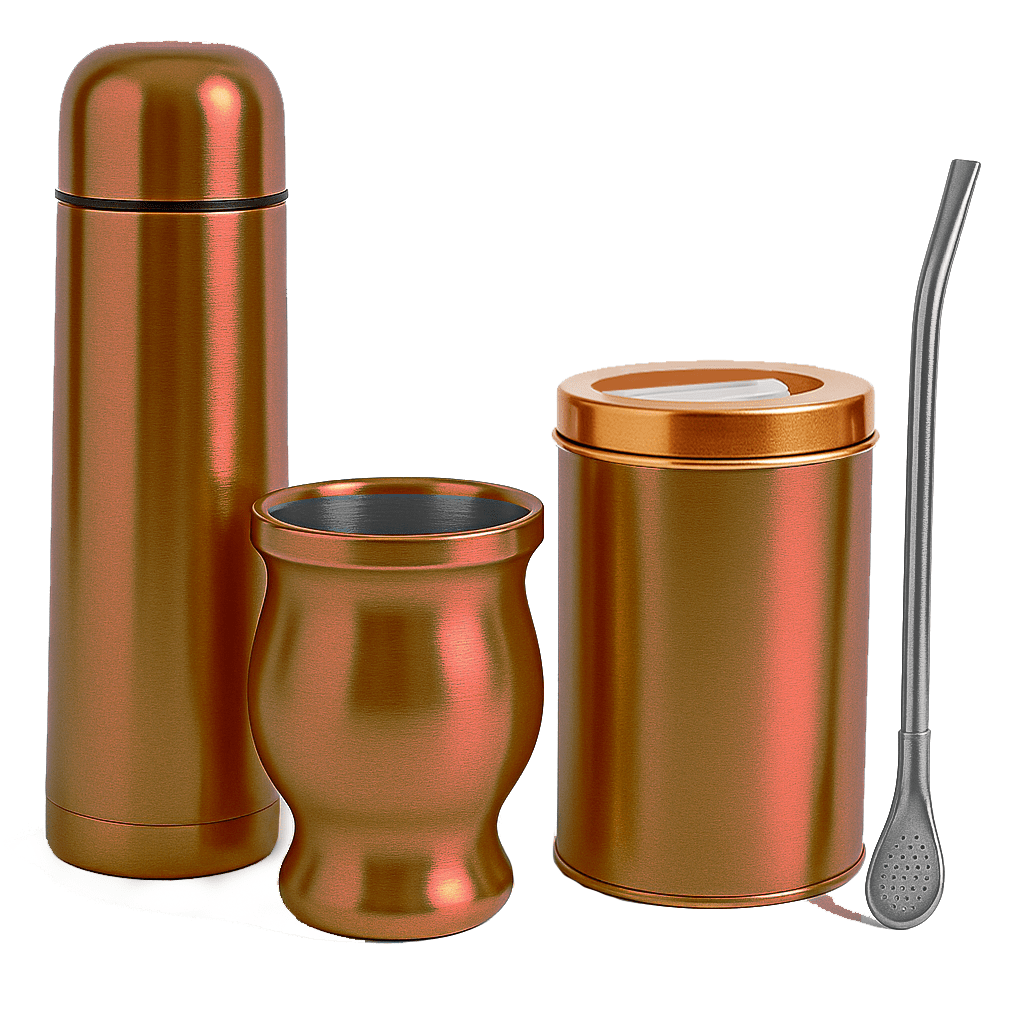 Set de mate cobrizado con bolso y lata - Imagen 3