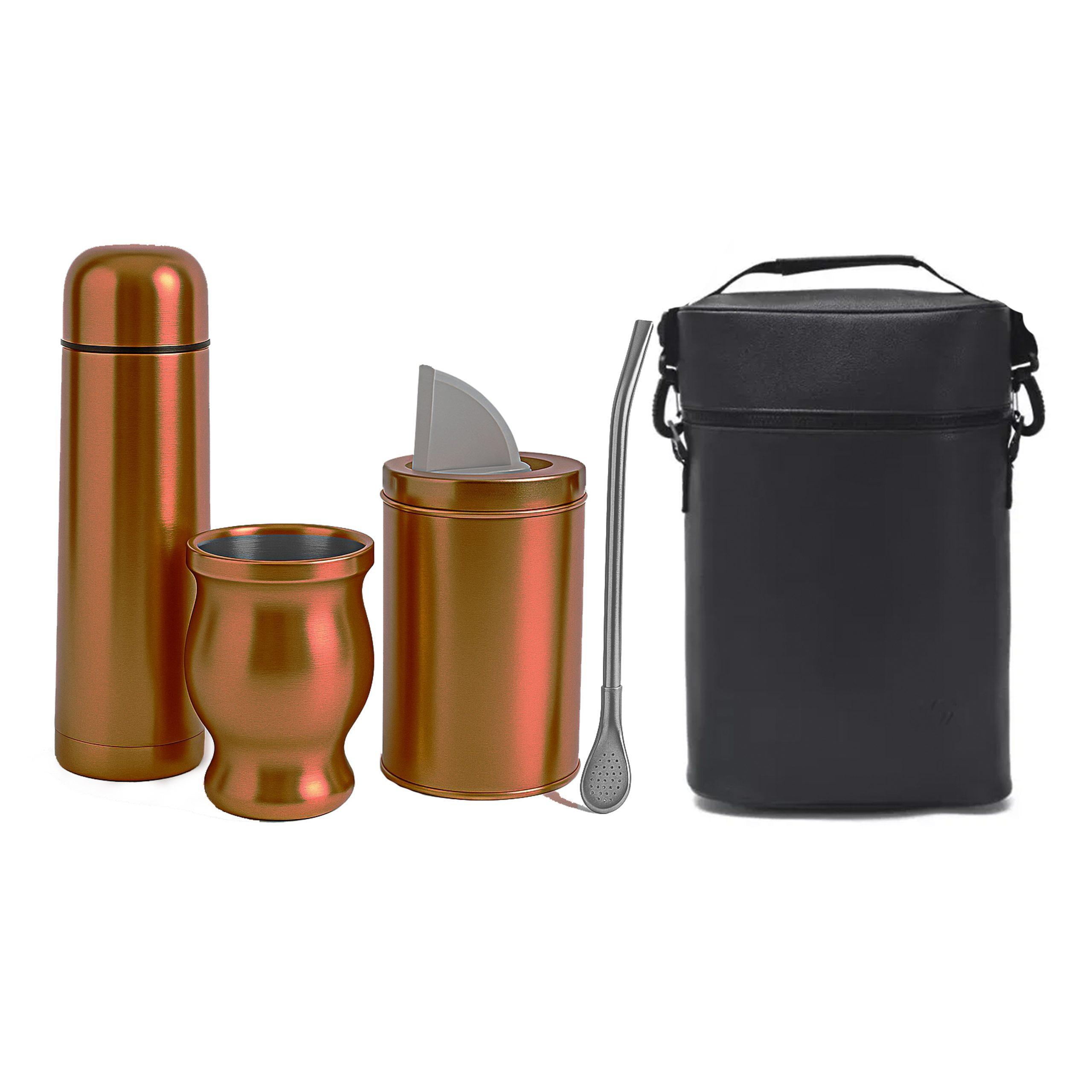 Set de mate cobrizado con bolso y lata - Imagen 2