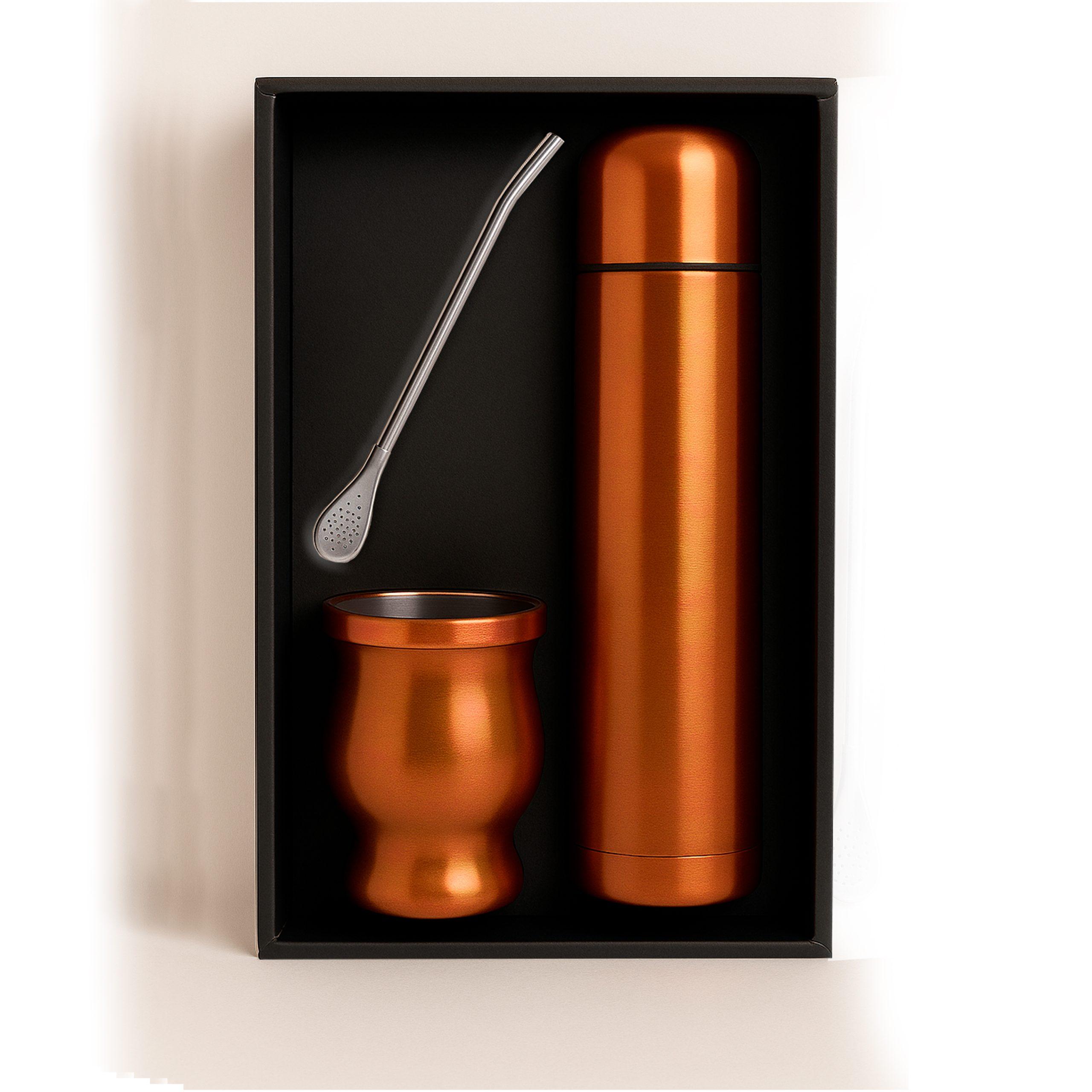 Set de mate cobrizado con bolso